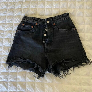 Zara 90’s black denim cutoff shorts